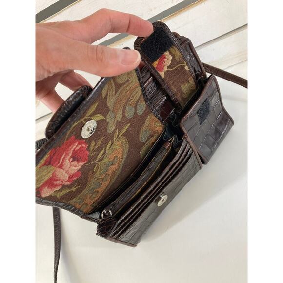 BRIGHTON SMALL BROWN ANIMAL PRINT CROSSBODY BAG WITH POCKETS - Picture 8 of 16